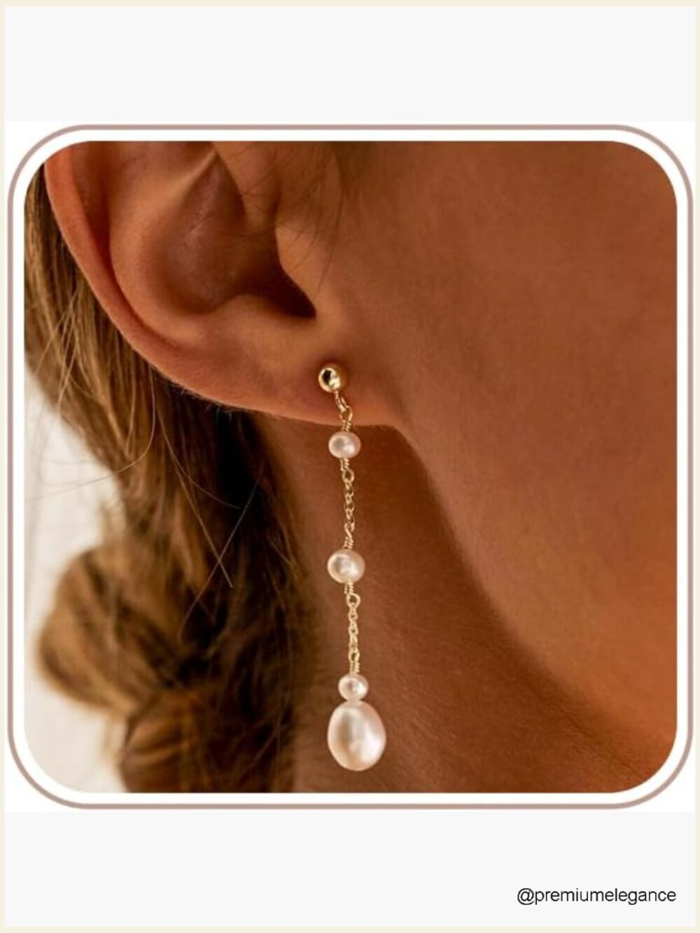 Hypoallergenic 14K Gold Plated Pearl Hoop Huggie Drop Dangle Earrings for Women